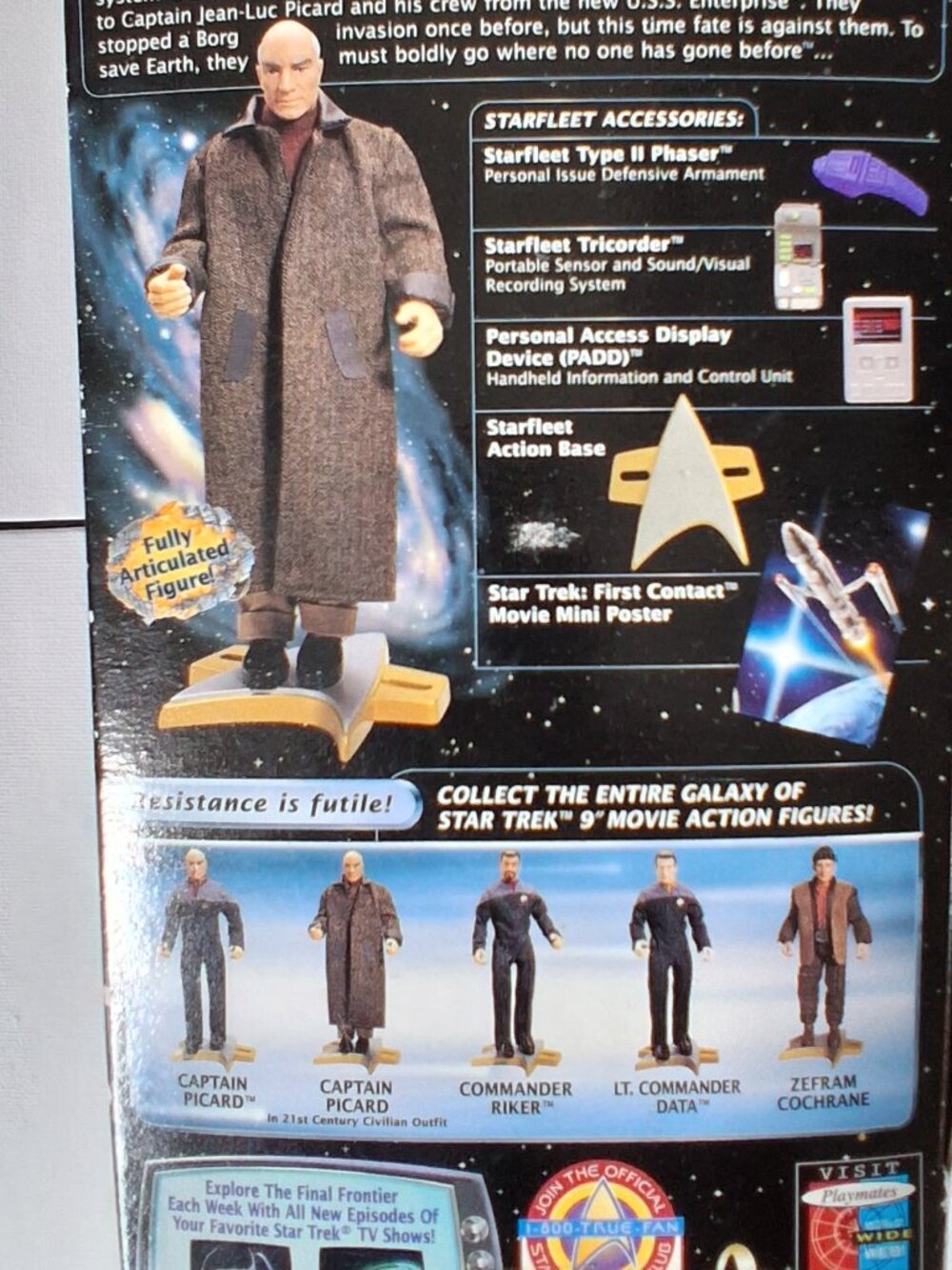 Star Trek Picard Figure Playmates First Contact 9" 1996 Box Wear - Picture 5 of 5
